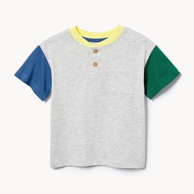 Baby Boys' Henley T-Shirt - Pale Grey