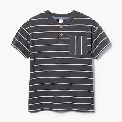 Kid Boys' Henley T-Shirt - Charcoal