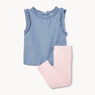 Ensemble 2pices en chambray pour bbs filles