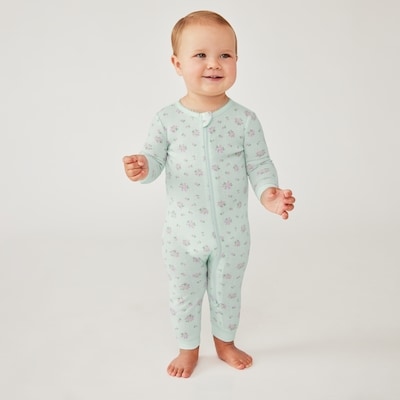 Baby Girls' Double-Zip Sleeper - Light Aqua