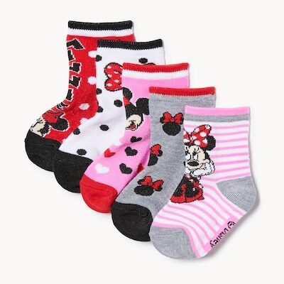 Baby Girls' 5 Pack Minnie Mouse Crew Socks