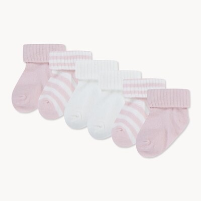 Baby Girls' Huggies 6 Pack Fold-Over Socks - Light Pink