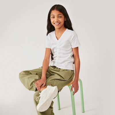 T-shirt avec ruch sur lavant pour filles