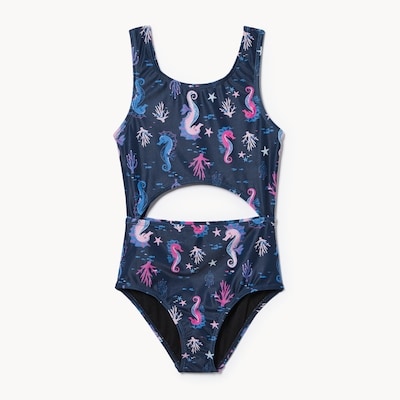 Kid Girls' Cutout Swimsuit - Navy