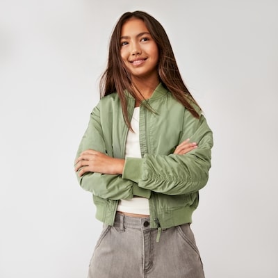 Kid Girls' Bomber Jacket with PrimaLoft® - Khaki Green