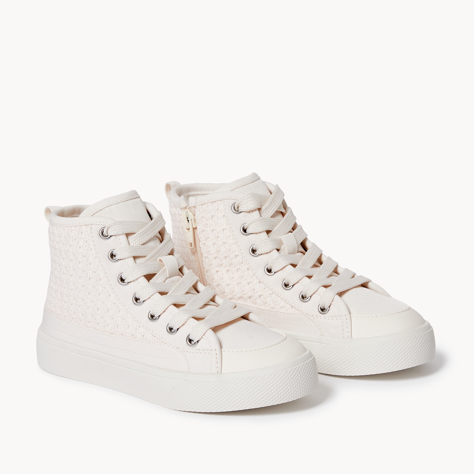 Beige High Top Sneakers Style Kid Girls' High Top Sneakers