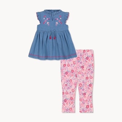 Ensemble tunique en denim 2pices, petites filles