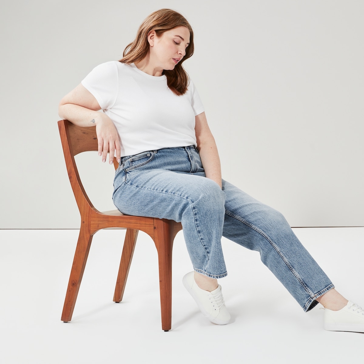 Women+ Medium Wash Slim Straight Fit Jean