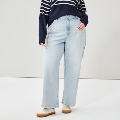 Jean à taille haute et à jambe large Femmes+ - Laver Pâle