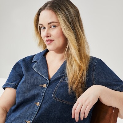 Women+ Crop Denim Shirt