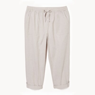 Women+ Linen Blend Roll-Tab Pant - Beige