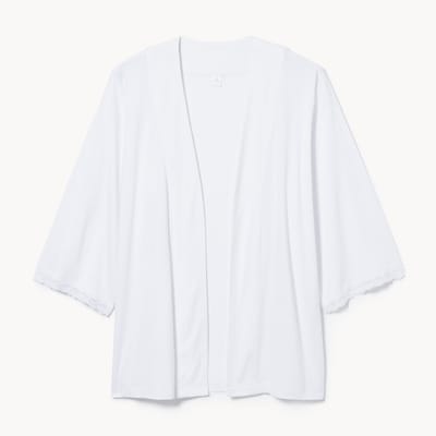 Kimono de nuit en dentelle modal - Blanc