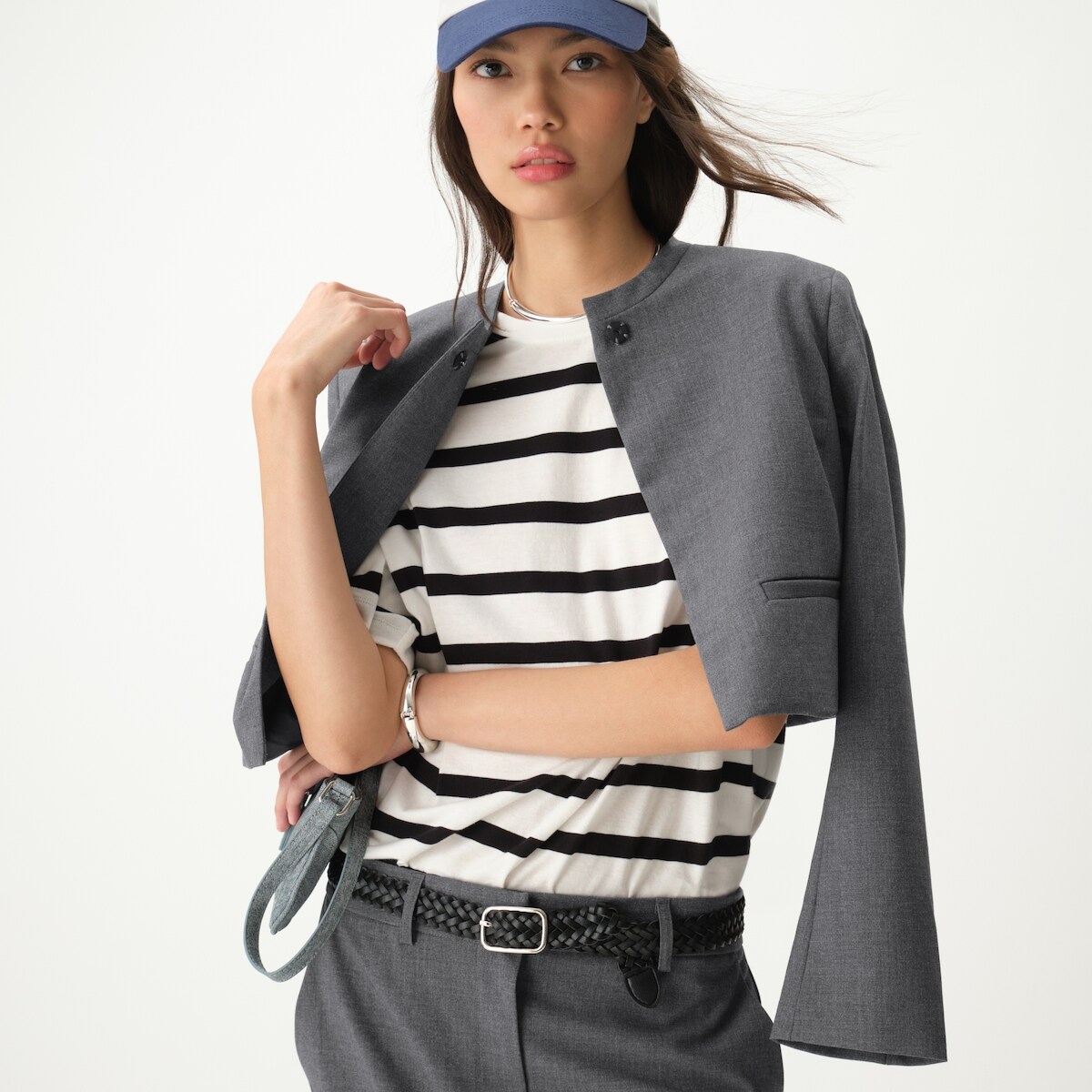 Crop Blazer - Grey Mix
