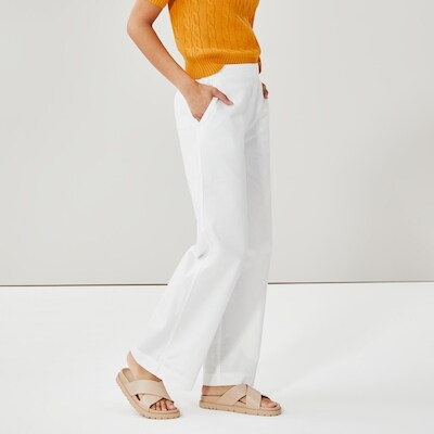 Linen Blend Wide Leg Pant - Bright White