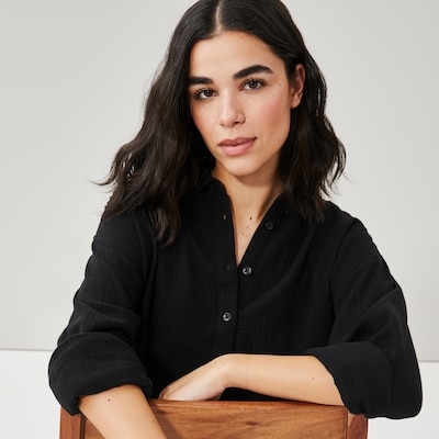 Oversized Cotton Gauze Shirt - JF Black