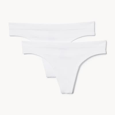 2 Pack Seamless Rib Thong - White