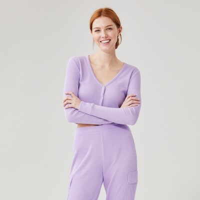 Cardigan de nuit court - Pourpre