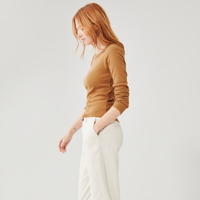 Pantalon en serg jambe tonneau - Sable Ple