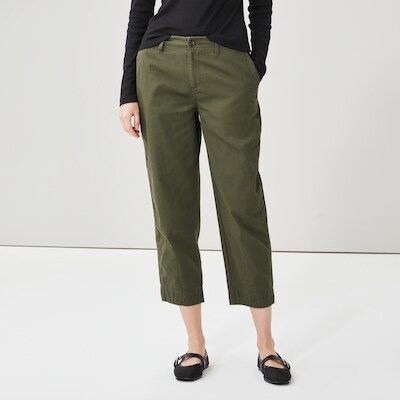 Pantalon en serg jambe tonneau - Olive Fonc