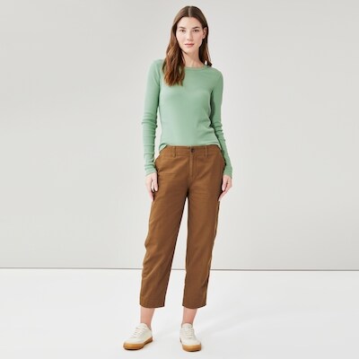 Pantalon en serg jambe tonneau - Brun