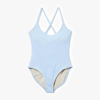 Cross Back Swimsuit - Pastel Blue