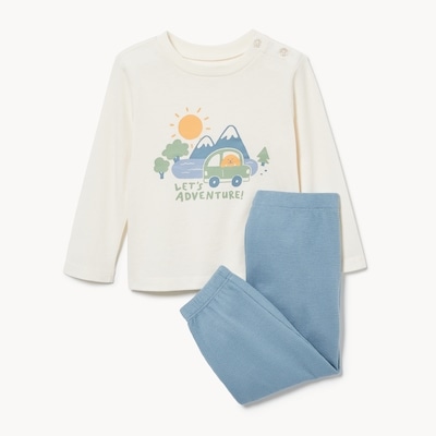 Ens. avec pantalon jogging gaufré, bébés garçons - Blanc Cassé