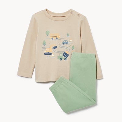 Ens. avec pantalon jogging gaufré, bébés garçons - Galet