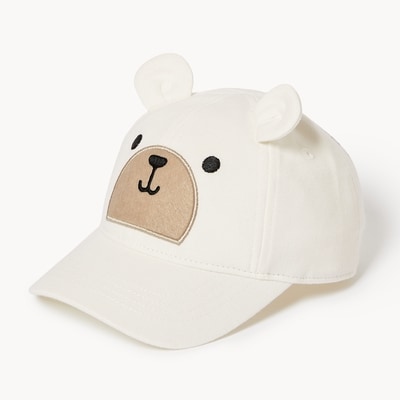 Baby Boys' Bear Graphic Cap - Off White
