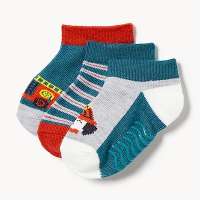 Ens. de 3 paires de socquettes pour bébés garçons - Turquoise.