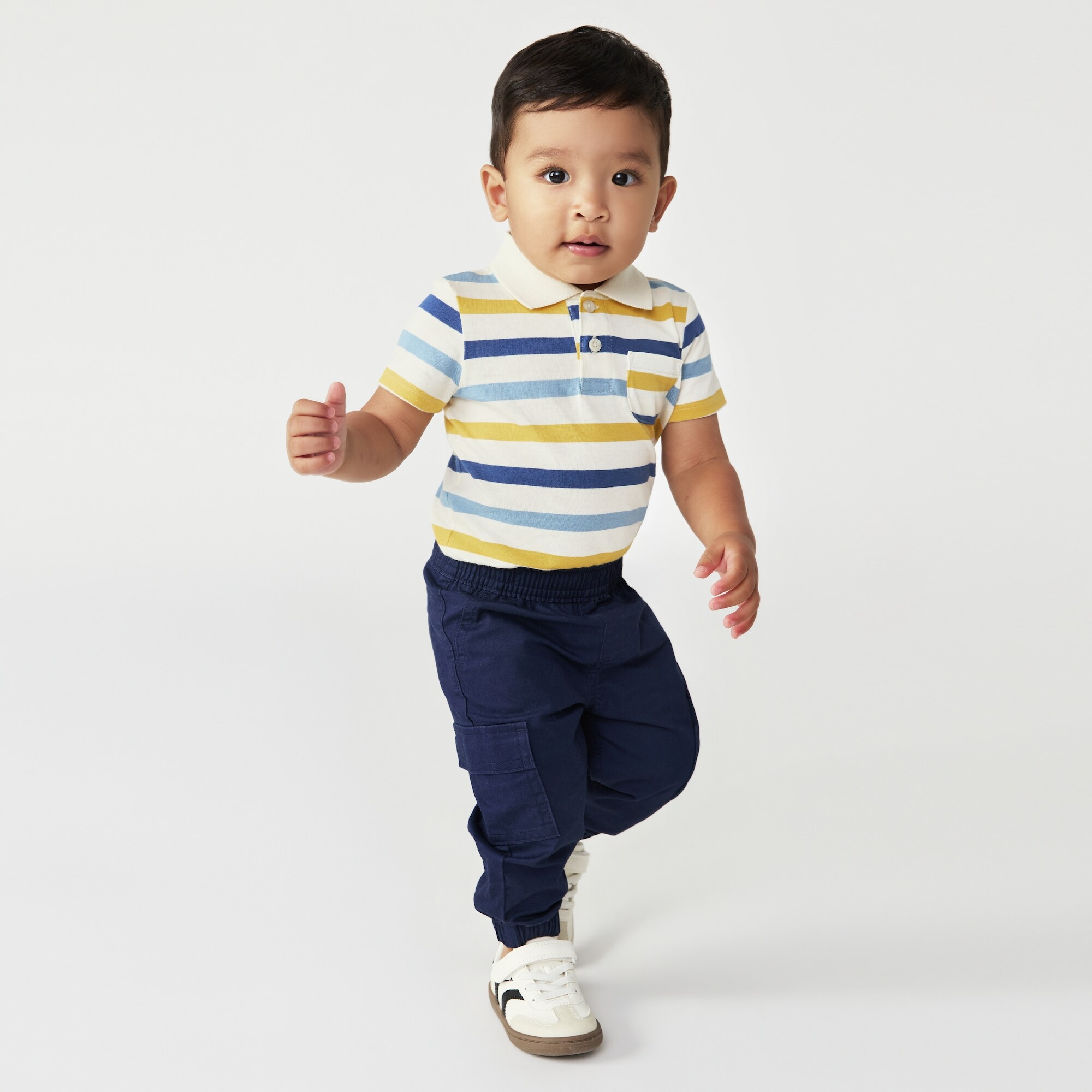Cache-couche polo à rayures pour bébés garçons