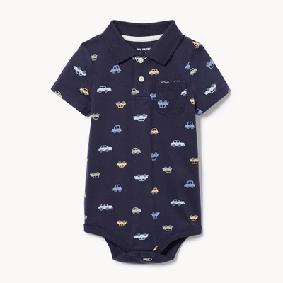 Baby Boys' Printed Polo Bodysuit - Dark Navy
