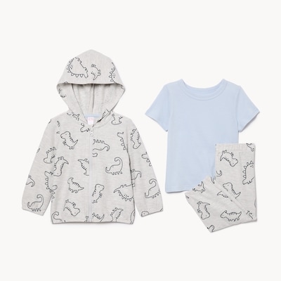 Ensemble avec haut à capuchon pour bébés garçons - GRIS PALE