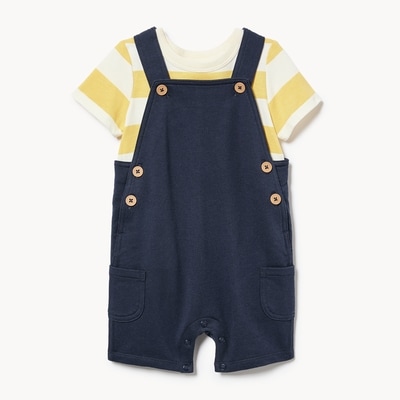 Ensemble avec salopette short pour bébés garçons - Jaune