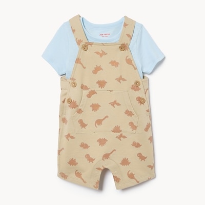 Ensemble avec salopette short pour bébés garçons - Taupe