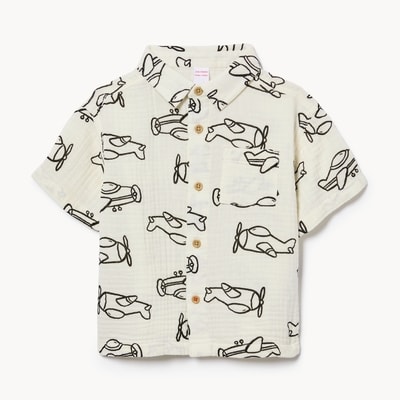 Chemise boutonnée surdimensionnée, bébés garçons - Blanc Cassé