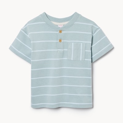 Baby Boys' Drop Shoulder Henley T-Shirt - Dusty Aqua