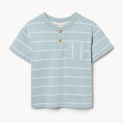 T-shirt à emmanchure basse à col boutonné - Aqua poussiéreux