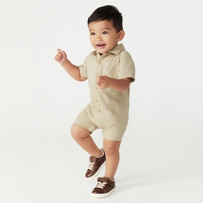 Barboteuse à col italien pour bébés garçons - Taupe