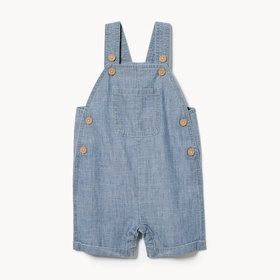 Salopette short en chambray pour bébés garçons - Bleu Vif