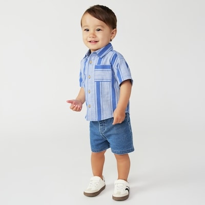 Baby Boys' Oversized Button-Up Shirt - Blue