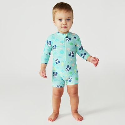 Baby Boys' Disney Mickey Mouse Rash Guard Swimsuit - Turquoise