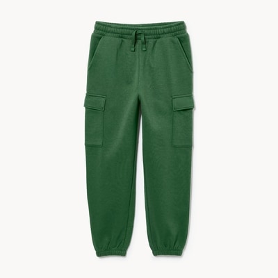 Pantalon jogging cargo en molleton, préadolescents - Vert Foncé