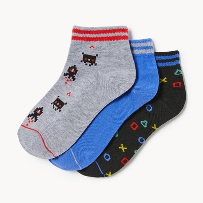 Kid Boys' 3-Pack Ankle Socks - Grey