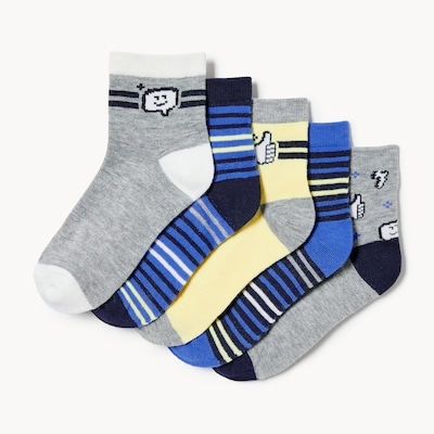Ens. de 5 paires de chaussettes mi-hautes, garçons - Marine