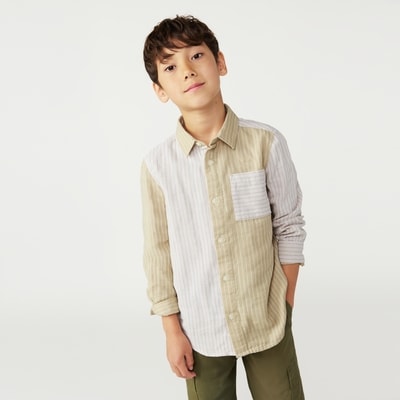 Kid Boys' Colorblocked Gauze Shirt - Taupe