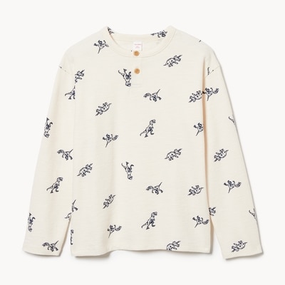 Kid Boys' Printed Henley Long Sleeve - Off White