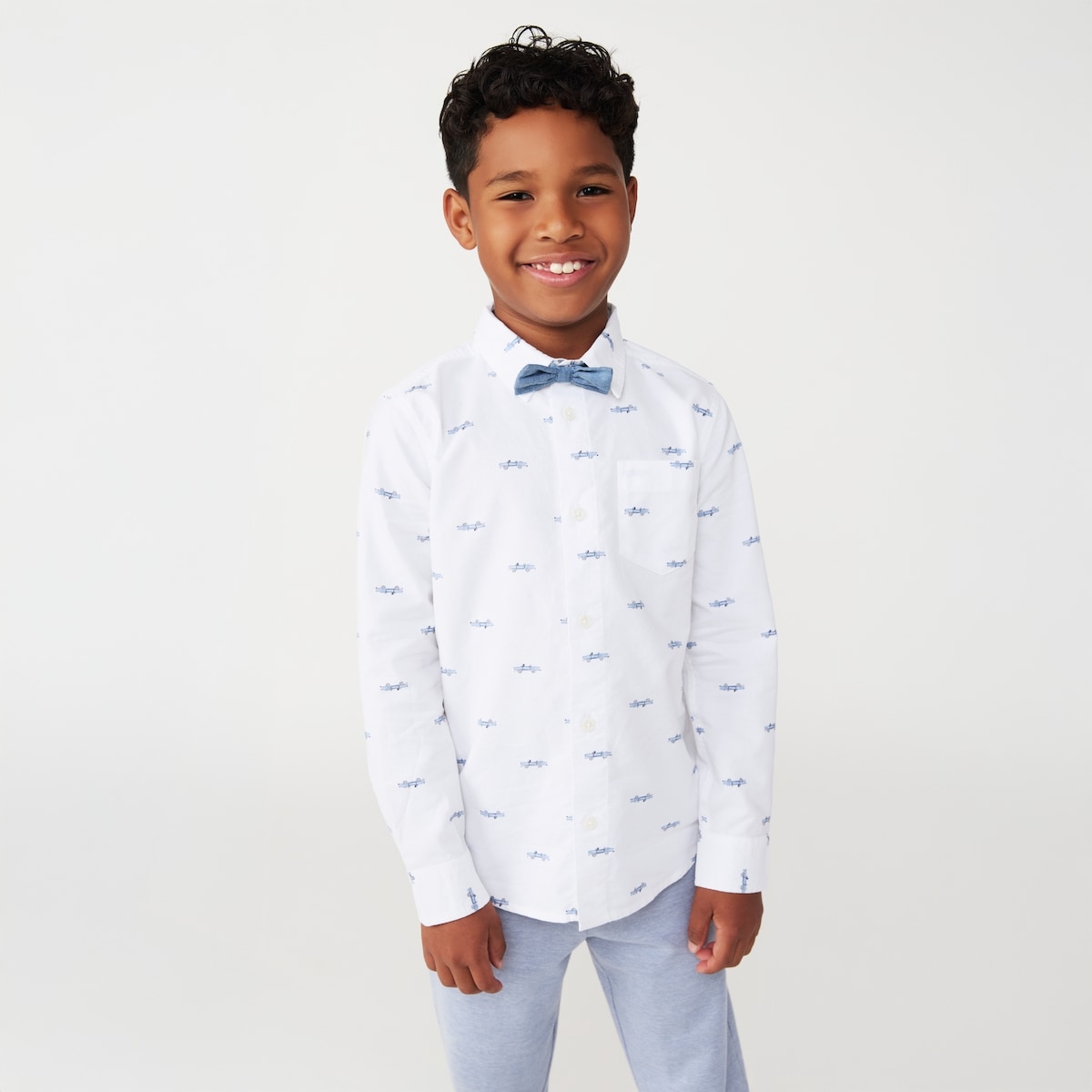 Kid Boys' Oxford Shirt with Bowtie - Bright White