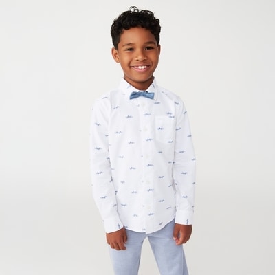 Kid Boys' Oxford Shirt with Bowtie - Bright White