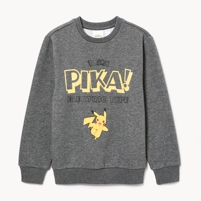 Kid Boys' Pokemon Pikachu Sweatshirt - Dark Grey Mix