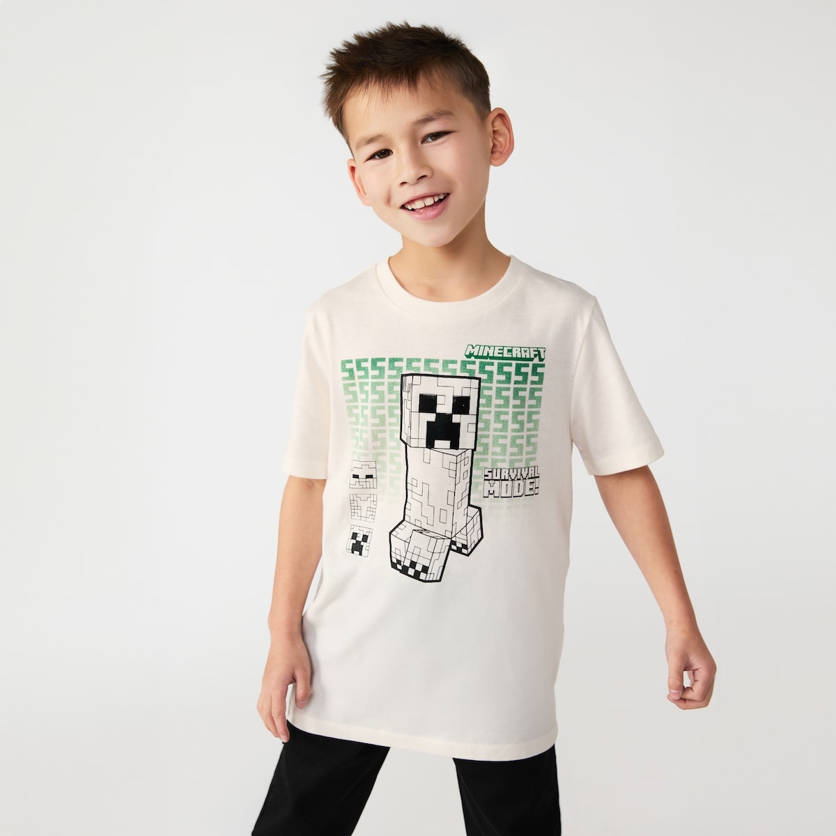 T-shirt imprim Minecraft Creeper pour garons - Crme